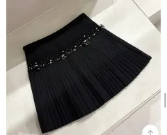 ウール キュービック ミニスカート ゲストルック プリーツ