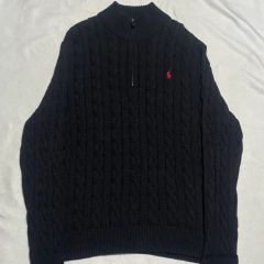 ポロラルフローレン USA刺繍 ウール ジップニット ブラック M - メルカリ