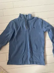 ポロ ラルフローレン ブルー レディース ハーフジップアップ 長袖Tシャツ