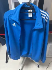 アディダス 3本線 ブルー トレーナー ジップアップ M