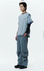 MASONPRINCE ナイロン カーゴパンツ ワイド グレー ウエストゴム