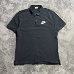美品⭐︎NIKE ナイキ ポロシャツ 紺タグ ロゴ刺繍 ブラック 人気L 