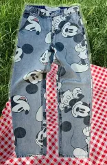 ディズニー ミッキーマウス デニムパンツ レディース55-66サイズ ハイウエスト ミッキーマウスジーンズ