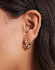 ピーシーズ レディース アクセサリー ピアス・イヤリング PIECES twist hoop earrings tone Gold Tone ゴールド