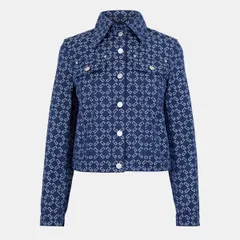 ジバンシー レディース アウター ジャケット・ブルゾン デニム GIVENCHY Womens Monogram Long Sleeve Button Hip Length Denim Jacketのサムネイル