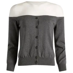 マルタンマルジェラ レディース アウター カーディガン シアー MM6 Maison Margiela Cardigan with Sheer Panel Dark Grey Melange グレーのサムネイル