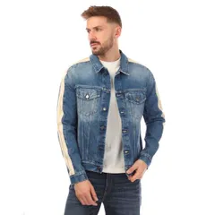 パーム・エンジェルス メンズ アウター ジャケット・ブルゾン デニム Palm Angels Mens Denim Track Softshell Jacket BlueWhite ホワイトのサムネイル