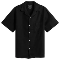 ポーチュギースフランネル メンズ トップス シャツ リネン Portuguese Flannelinen Camp Vacation Shirt Black ブラック