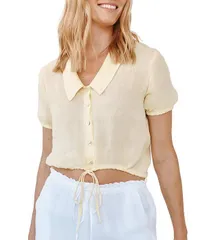 ベラダール レディース トップス シャツ Bella Dahl Peter Pan Collar Short Puff Sleeve Shirt Lemon Dropのサムネイル