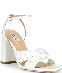 バッジェリーミシュカ レディース シューズ サンダル Badgley Mischka Wila Sparkle Dress Pumps White Satin ホワイトのサムネイル