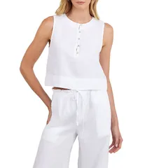 ベラダール レディース トップス シャツ ノースリーブ Bella Dahl Round Neck Sleeveless Half Placket Coordinating Top White ホワイのサムネイル