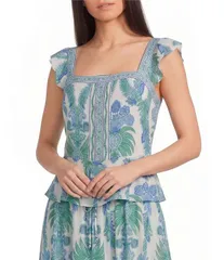 INサンフランシスコ レディース トップス シャツ フラワー柄 プリント フラワー IN San Francisco Floral Printed Flutter Sleeve Peplum Topのサムネイル