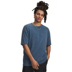 アンダーアーマー メンズ トップス Tシャツ ロゴ Under Armour Mens Heavyweight Oversized Logo Wash TShirt Wham BlueWhite ホワのサムネイル