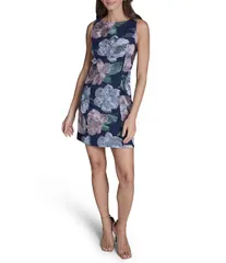 ビーシビージー レディース トップス ワンピース フラワー柄 ミニ メッシュ ノースリーブ 刺繍 フラワー BCBG Boat Neck Sleeveless Floral Embroidered Mesh Mini Dress Nightfall
