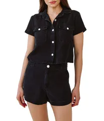 ベラダール レディース トップス シャツ Bella Dahl Collared Short Sleeve Flapocket Coordinating Shirt Antique Black ブラッのサムネイル
