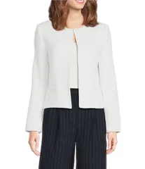 ダナキャラン レディース アウター コート クルーネック ジャケット DKNY by Donna Karan Coordinating Boucle Crew Neck Long Sleeve Opeのサムネイル