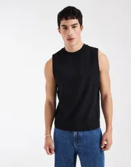 エイソス メンズ トップス ベスト ASOS DESIGN heavyweight boxy tank Black ブラック