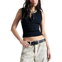 フリーピープル レディース トップス タンクトップ Free People Jamie Henley Tank Top Womens Pitch Black ブラックのサムネイル