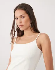 マンゴ レディース トップス シャツ Mango strappy cami top WHITE ホワイトのサムネイル
