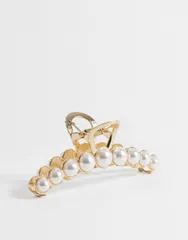 エイソス レディース アクセサリー ASOS DESIGN hair claw clip with faux pearl detail tone Multi マルチカラーのサムネイル