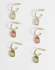 アクセサライズ レディース アクセサリー ピアス・イヤリング Accessorize 3 pack gem drop hoop earrings in pastelsのサムネイル