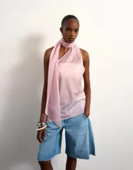 トップショップ レディース トップス タンクトップ ホルター Topshop halter scarf detail top in lilac ライラックのサムネイル