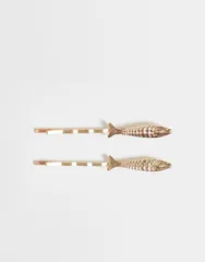 エイソス レディース アクセサリー ASOS DESIGN pack of 2 hair clips with fish design tone GOLD ゴールドのサムネイル