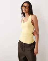 エイソス レディース トップス タンクトップ ASOS DESIGN compact cross back cami top in lemonのサムネイル