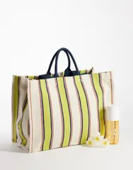 アクセサライズ レディース バッグ Accessorize large striped beach tote in mutli Multi マルチカラーのサムネイル
