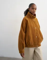 トップショップ レディース アウター ジャケット・ブルゾン スタンドネック スエード Topshop faux suede funnel neck bomber jacket in tan タンのサムネイル