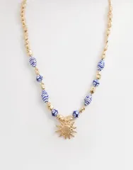 アクセサライズ レディース アクセサリー ネックレス・チョーカー・ペンダントトップ Accessorize sun charm riviera beaded neckalce MID BLUE ブルーのサムネイル