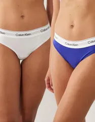 カルバンクライン レディース アンダーウェア ブリーフパンツ コットン Calvin Klein Icon Cotton Modal 2 pack thongsblue WhiteBlue River Fog ホワイト