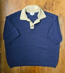 夏】KITH キス SS23 シアサッカー 半袖ポロシャツ L 切替 ロゴ刺繍