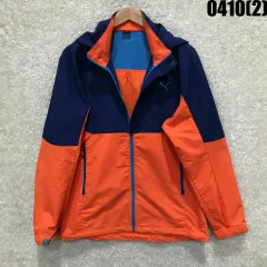プーマ ネイビー/オレンジ ウィンドブレーカー フーディー ジャケット xl