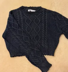 ザラ ウォッシュドブルー クロップド ニット s (新品)