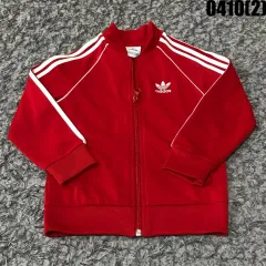 adidas アディダス キッズ トレーナー ジャケット レッド 36ヶ月 以上 13歳 以下