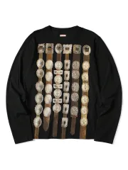 KAPITAL 20 カーテン コンチョ プリント ジャージ クルー ロング Tシャツ ブラック 2のサムネイル