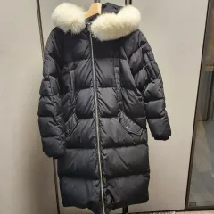 GUESS フード ファー ダウンジャケット ロング丈 ブラックのサムネイル