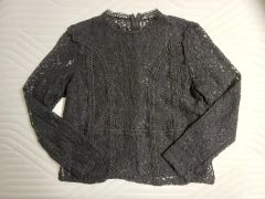 ASILIO ジオメトリック メダリオンレースハイネックブラウス 黒 美品 