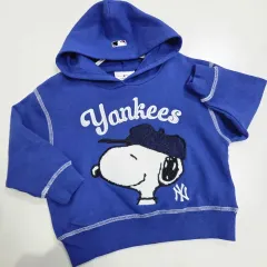 日本 SNOOPY ニューヨーク・ヤンキース 80 キッズ ブルー フードTシャツ