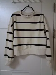 H&M アイボリー ブラック ストライプ スウェット