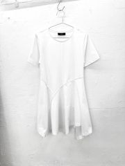 ドゥロワー アシンメトリーコットンTシャツ ペプラム ギャザー 洗える
