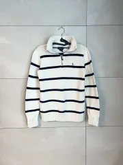 ポロ ラルフローレン ポニー ストライプ ハーフジップアップ ニット L