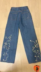 ヴィンテージ デニム ワイド パンツ (ペインティング) S