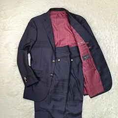 極美品 TAKA-Q タカキュー STYLE ORDER ESSENZANO 2パンツ スーツ セットアップ チェック柄 ブラック系 黒 メタルボタン メンズ 2ボタン フォーマル ビジネス シングル カジュアルのサムネイル