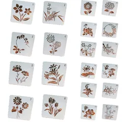 サムコス 描画テンプレート ステンシルシート 20枚セット 透かし彫り 花柄 模様 再利用可能 ステンシルプレート DIY 手帳用 絵描き道具 各年齢層共通 はがき 手紙 絵図のサムネイル