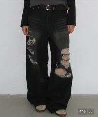 ameri UND HARD DAMAGE LOOSE DENIM 25 アメリ - メルカリ