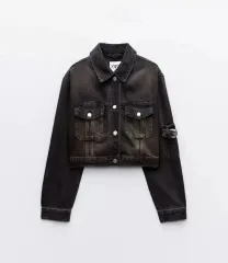 ZARA クロップド デニム ジャケット 6045 051 802 XS