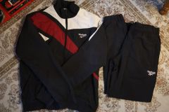 極美品 Reebok ナイロンジャージ上下 セットアップ ボルドー ジャージ