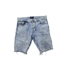 Bershka バーシカ ライトブルー ダーティーウォッシュ スキニー デニム ハーフパンツ